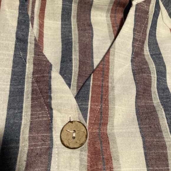 Shein Curve Button Down Dress Stripped Blue Charcoal Big Buttons NWOT - Picture 3 of 5